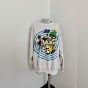 VTG 90s Looney Tunes Double Side Crewneck Sweater Sweatshirt bullseye oversized